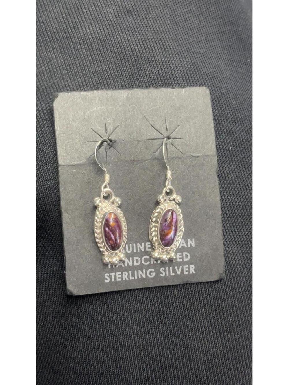 Native American Navajo sterling silver red jasper feather cluster earrings